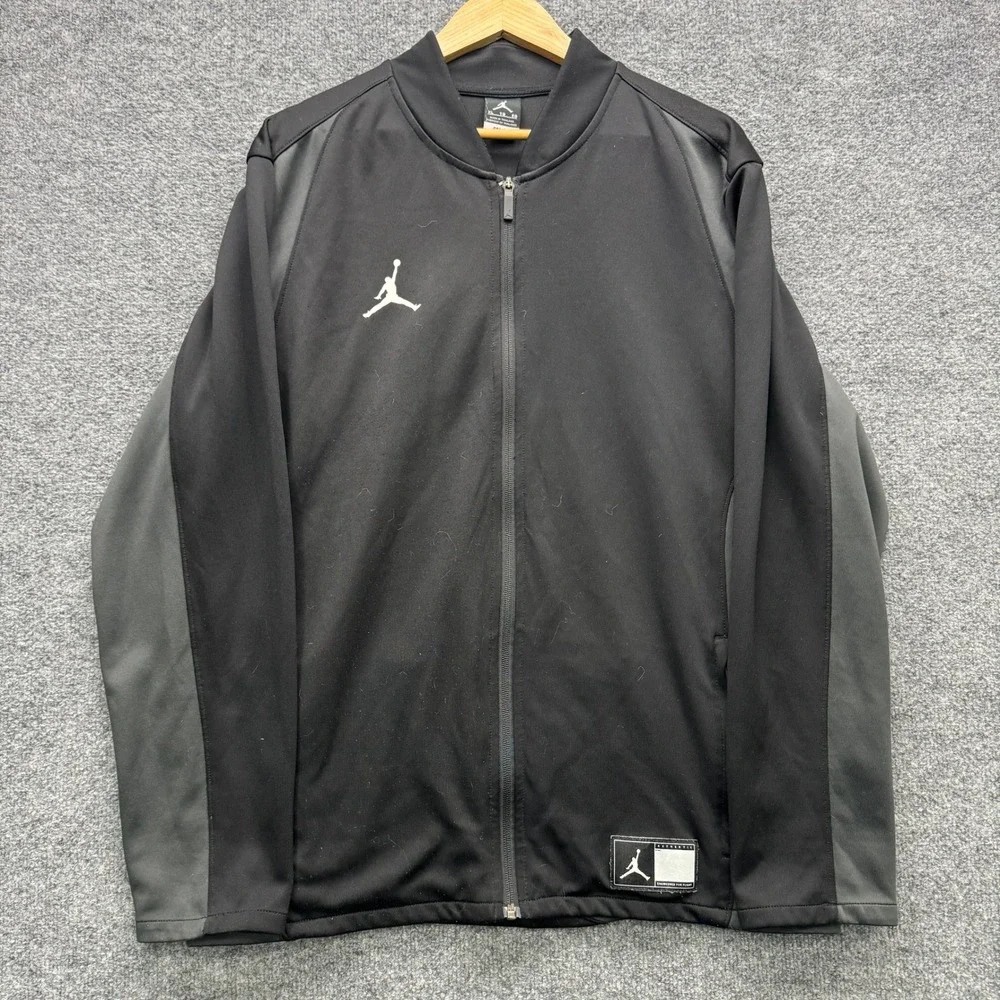 Jordan Dri-FIT Track Jacket Mens XL Black Gray Full Zip‎ Athletic Outdoor